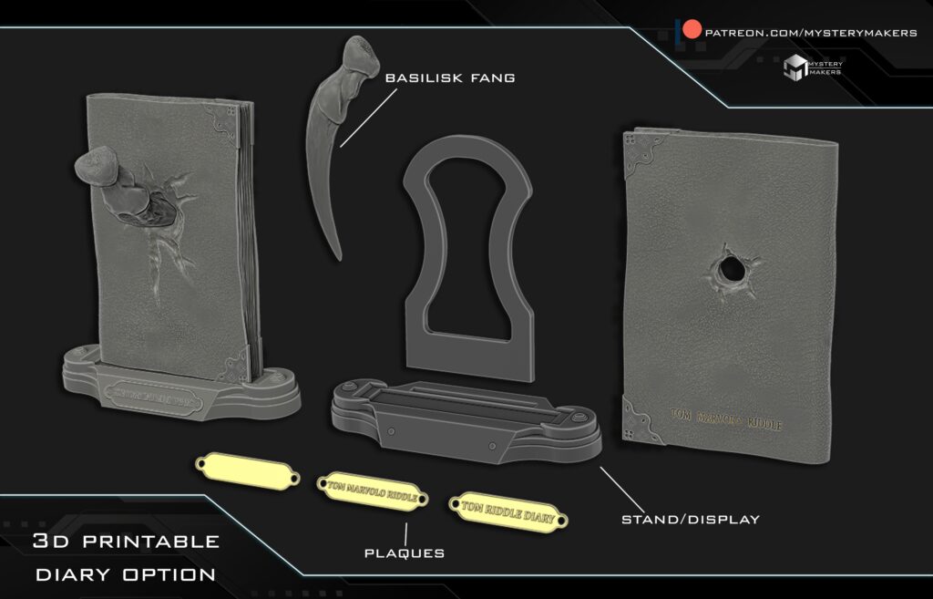 3d printable parts for tom riddle diary made by mystery makers