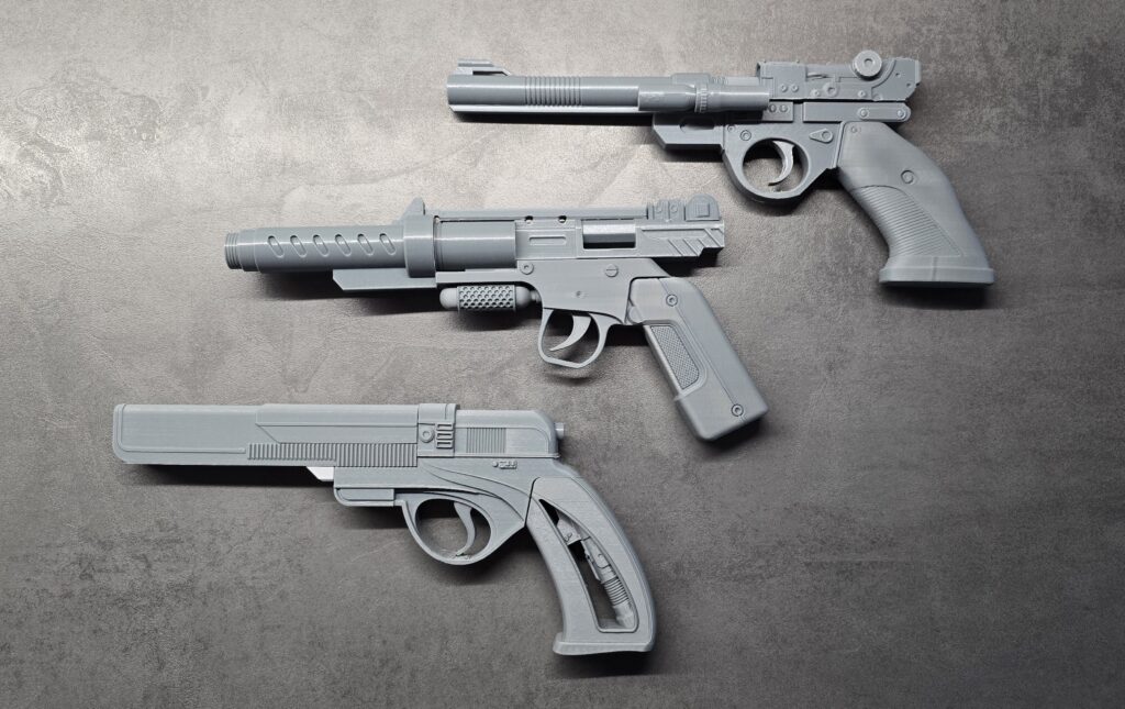 3d printed jedi survivor blasters made by mysterymakers