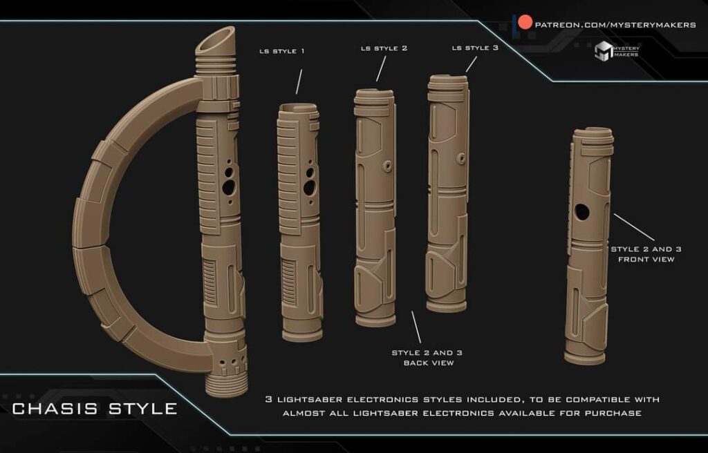 stl preview of 3d printable starkiller inquisitor lightsaber made by mystery makers
