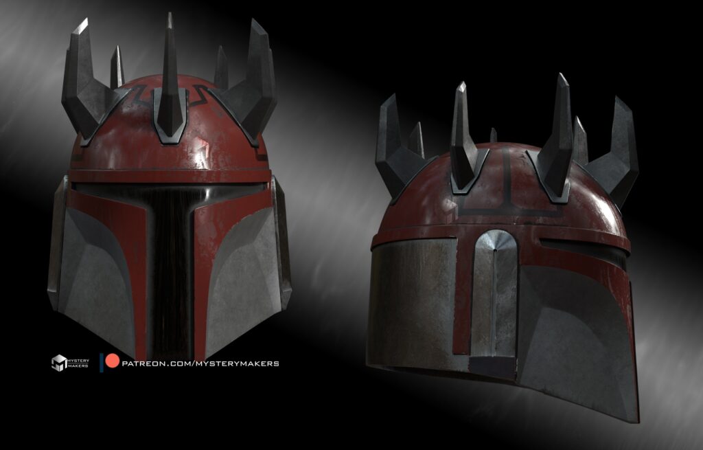 stl preview of a 3d printable mandalorian supercommando helmet made by mysterymakers