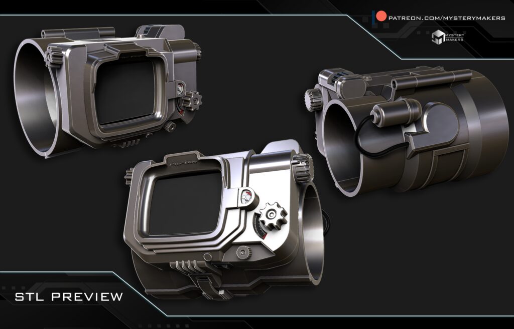stl preview of a 3d printable pip-boy mkV from fallout series made by mysterymakers